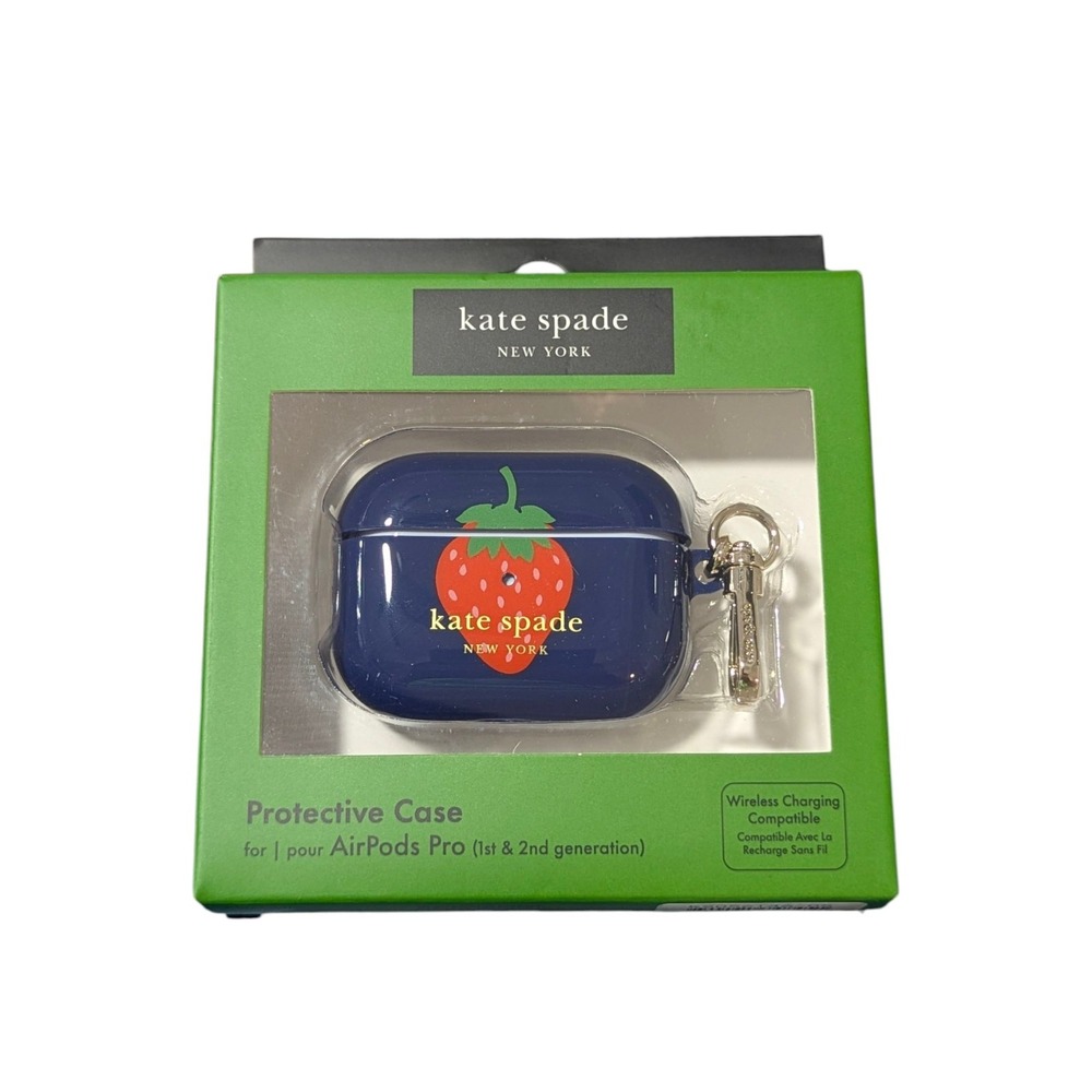 BbN Kate Spade NY Protective Case for Apple AirPods Pro 1 & 2nd Gen Blue/Strawbe